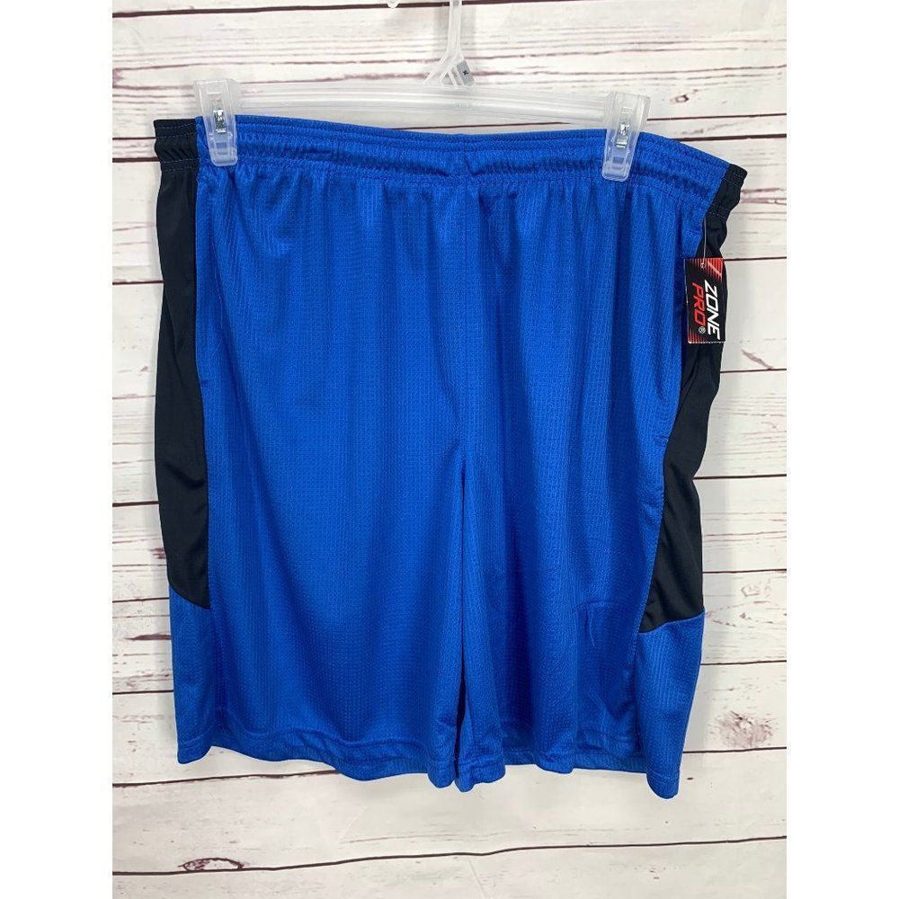 Zone Pro Mens XL Royal Blue Black Mesh Athletic Gym Shorts New With Tags